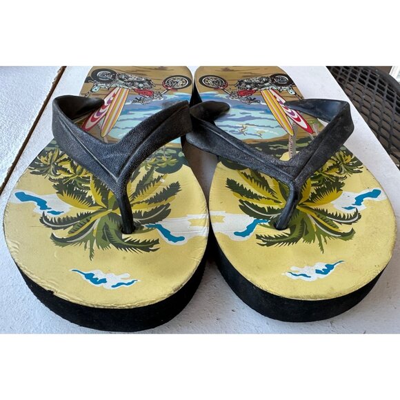 Beach Theme Flip Flops Sandals Men's Size Large (Brand Unknown) - Picture 14 of 16